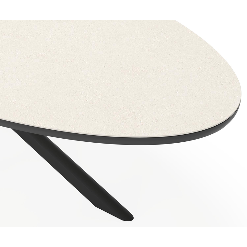 Pamplona tuintafel ovaal in zwart aluminium en sintered stone Crema minerale - L 270 x B 120 x H 72 cm