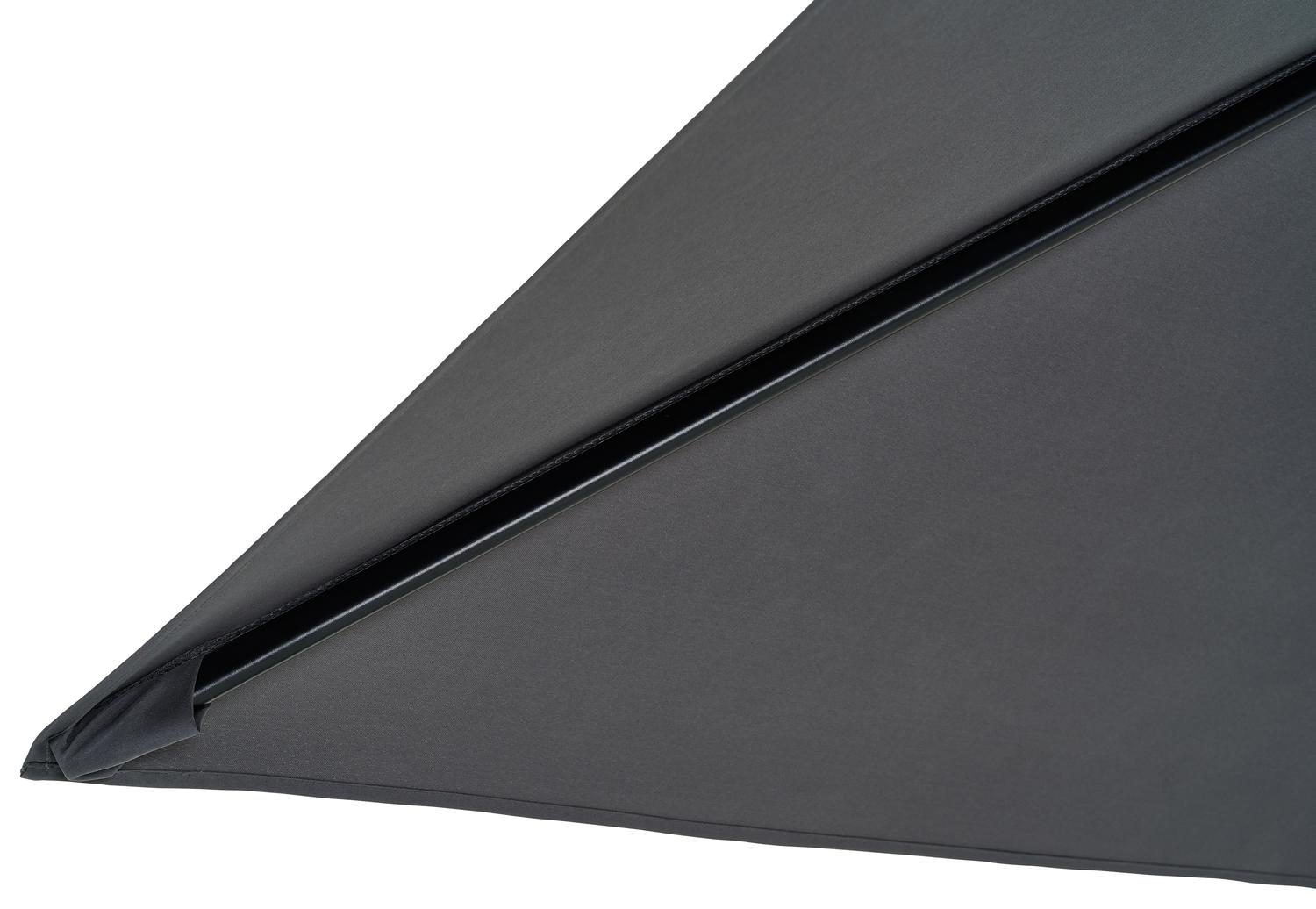 Avola zweefparasol met tiltfunctie in zwart aluminium met grijs weather+ softtouch parasoldoek - L1 300 x L2 300 cm (zonder voet)