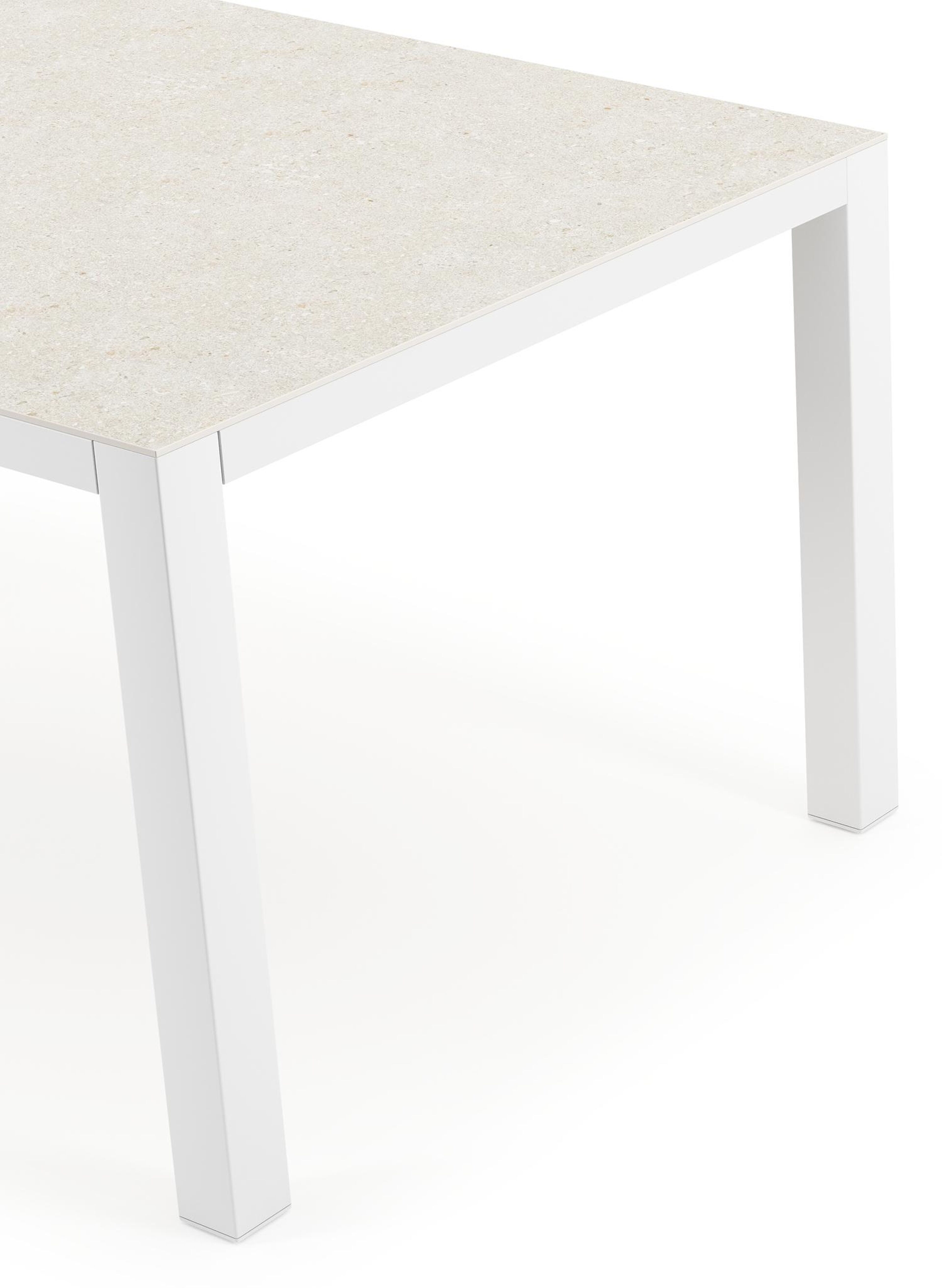 Como tuintafel in wit aluminium en volkeramiek shilin - L 160 x B 100 x H 75 cm