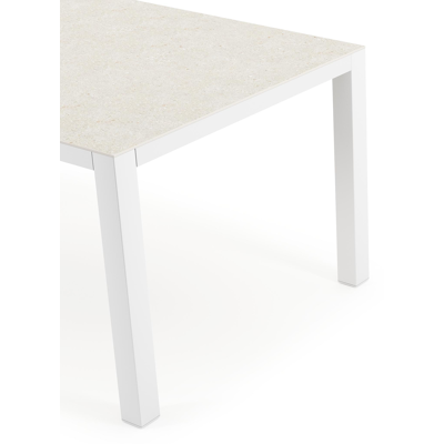 Table de jardin Como en aluminium blanc et céramique pleine shilin - Lg 160 x Larg. 100 x H 75 cm