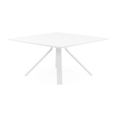 Table de jardin Cesano en aluminium blanc et céramique pleine arctic white - Lg 148 x Larg. 148 x H 74,5 cm