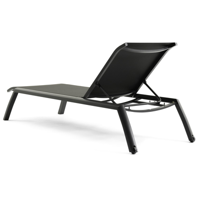 Bari verstelbaar ligbed in zwart aluminium met zwart textilene