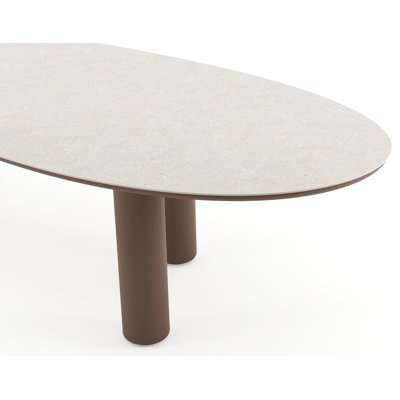 Amico tuintafel organisch in taupe aluminium en volkeramiek Shilin - L 320 x B 120 x H 73.5 cm