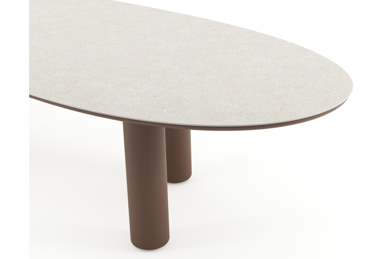 Amico tuintafel organisch in taupe aluminium en volkeramiek Shilin - L 320 x B 120 x H 73.5 cm