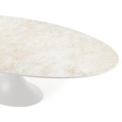 Fano tuintafel ovaal in wit aluminium en volkeramiek Rapolano L 240 x B 135 cm