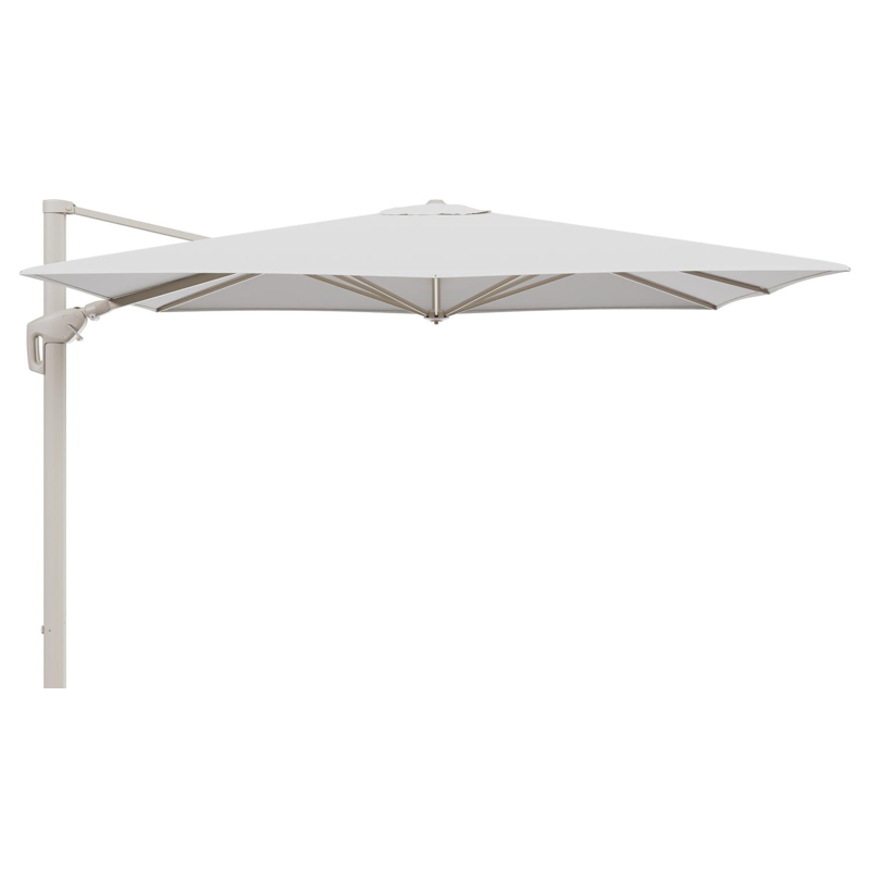 Minore zweefparasol met tiltfunctie in beige aluminium en Soul Optik All Weather Solica parasoldoek - L1 280 x L2 370 cm (zonder voet)
