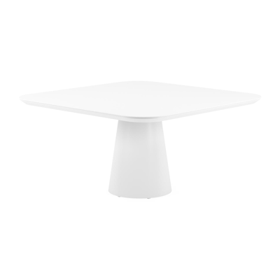 Donato tuintafel vierkant afgerond in wit aluminium en volkeramiek arctic white - L 148 x B 148 x H 75 cm