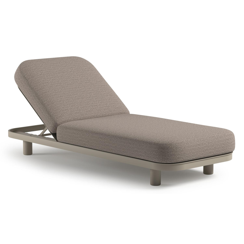 Chaise longue réglable Donato en aluminium beige avec All Weather Sunbrella® luxe wander granite coussin