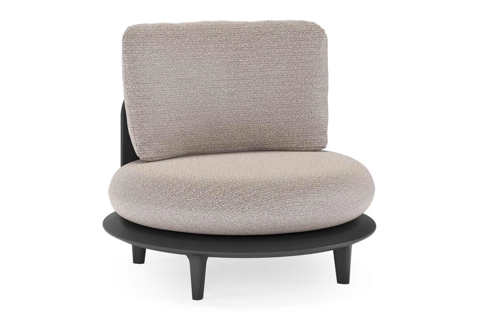 Bomero loungestoel in zwart aluminium met wander granite all weather sunbrella® luxe kussen