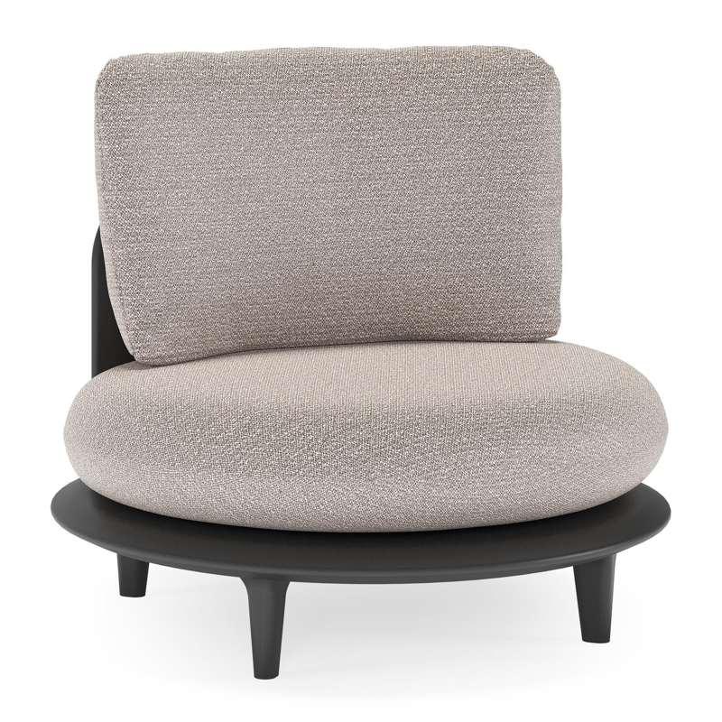 Bomero loungestoel in zwart aluminium met wander granite all weather sunbrella® luxe kussen