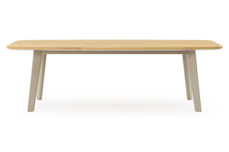 Lacirma tuintafel bootvorm in beige aluminium en teak L 255 x B 115 x H 74 cm x H 74 cm