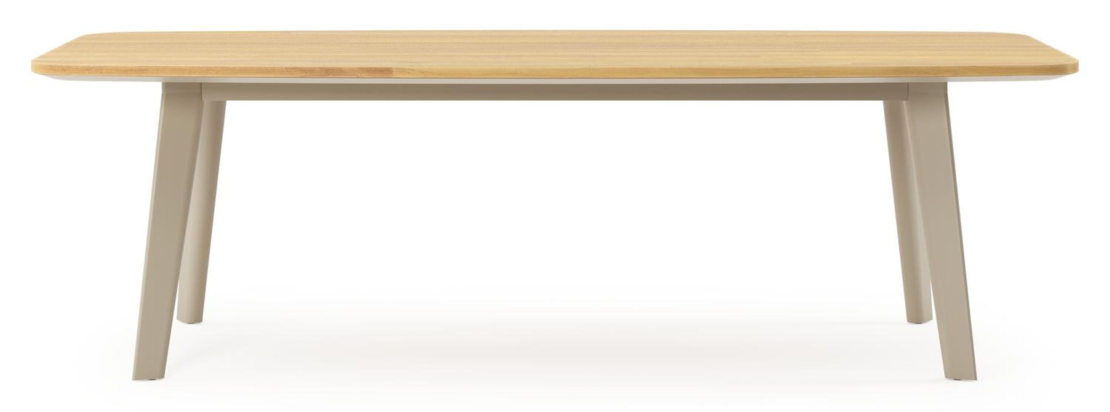 Lacirma tuintafel bootvorm in beige aluminium en teak L 255 x B 115 x H 74 cm x H 74 cm