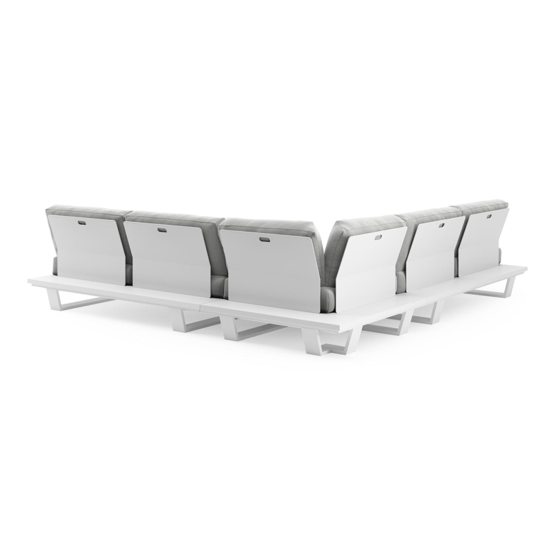 Pagino loungehoek in wit aluminium met natte grey chine all weather sunbrella® luxe kussen