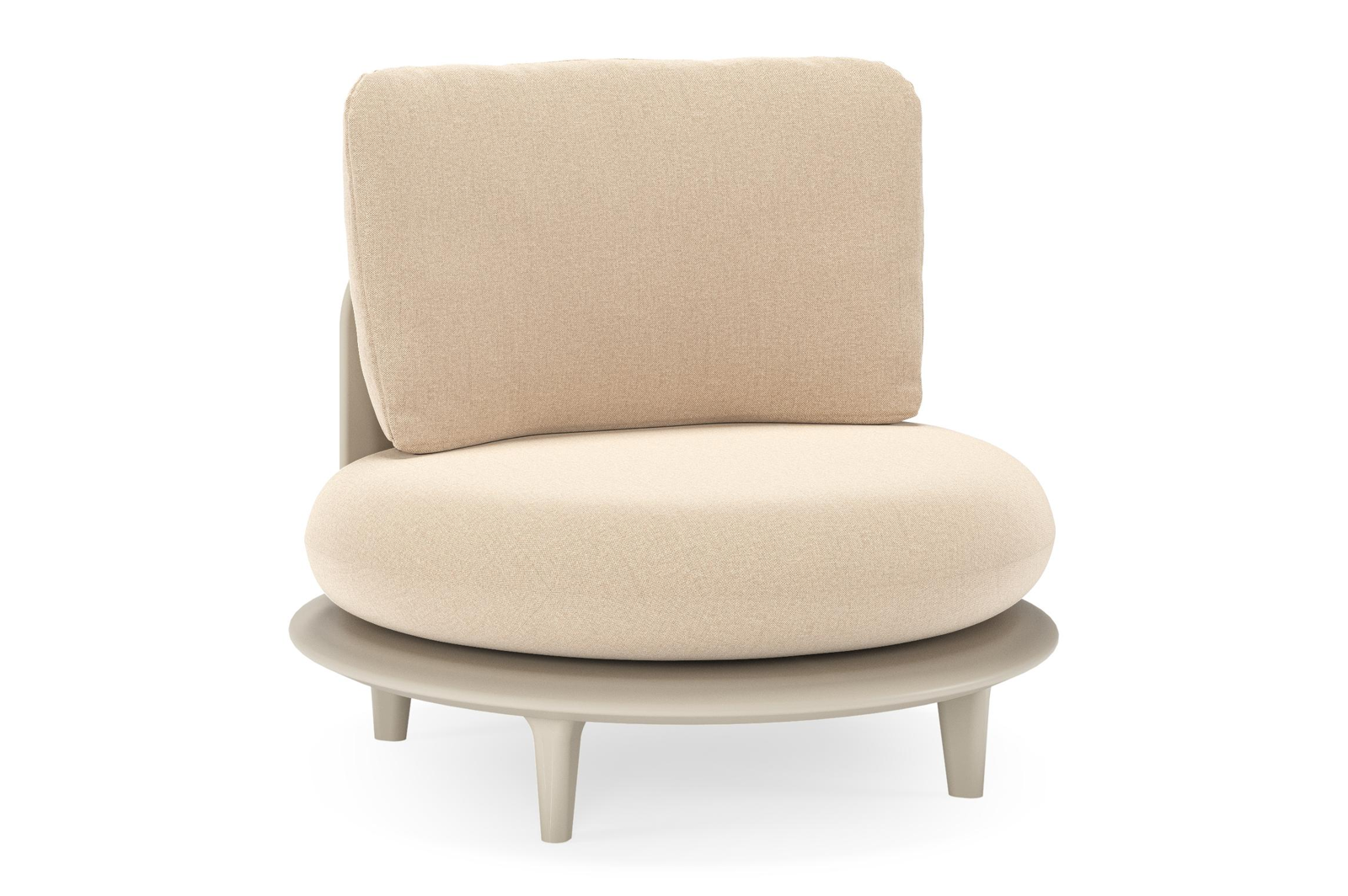 Bomero loungestoel in beige aluminium met natte heather beige all weather sunbrella® luxe kussen