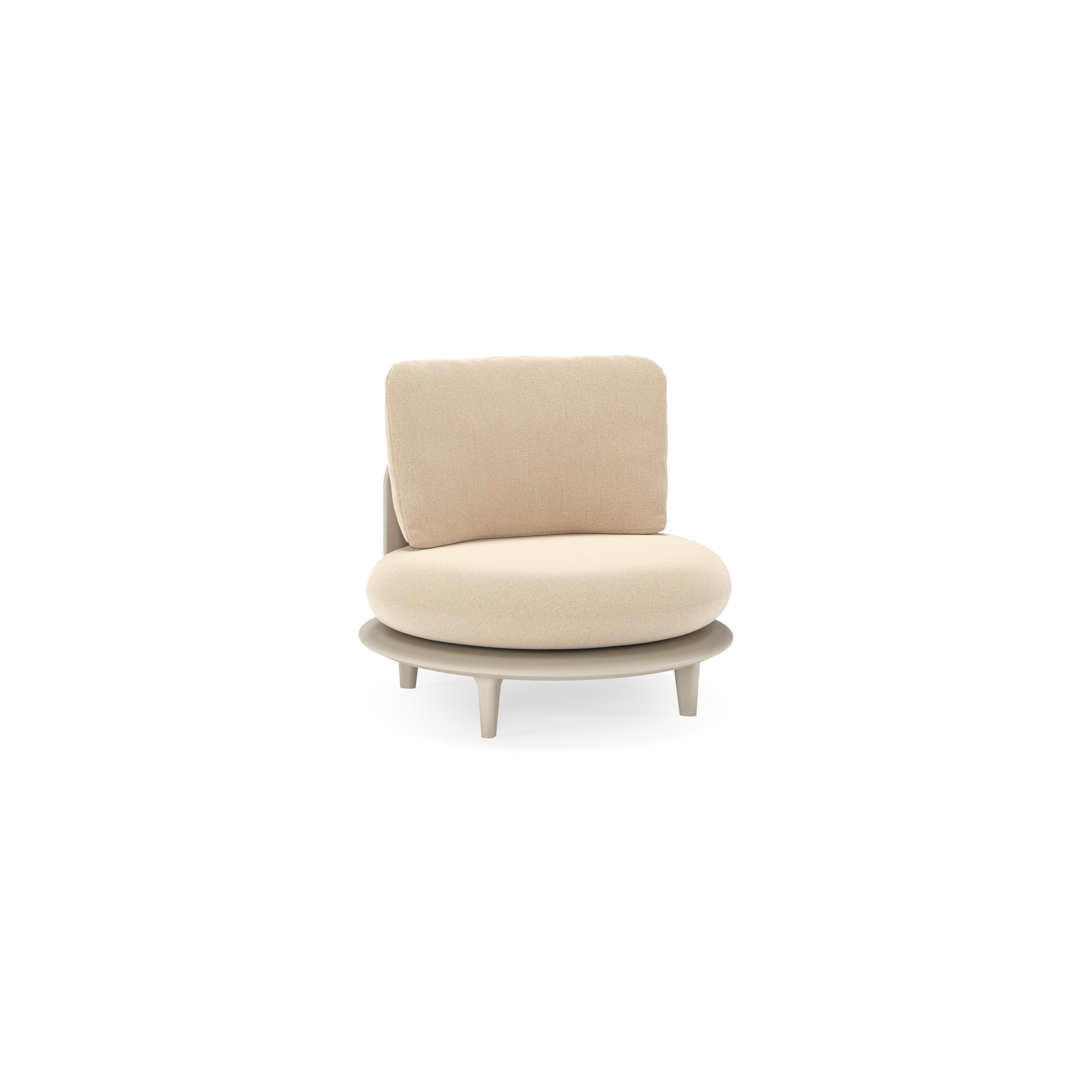 Bomero loungestoel in beige aluminium met natte heather beige all weather sunbrella® luxe kussen