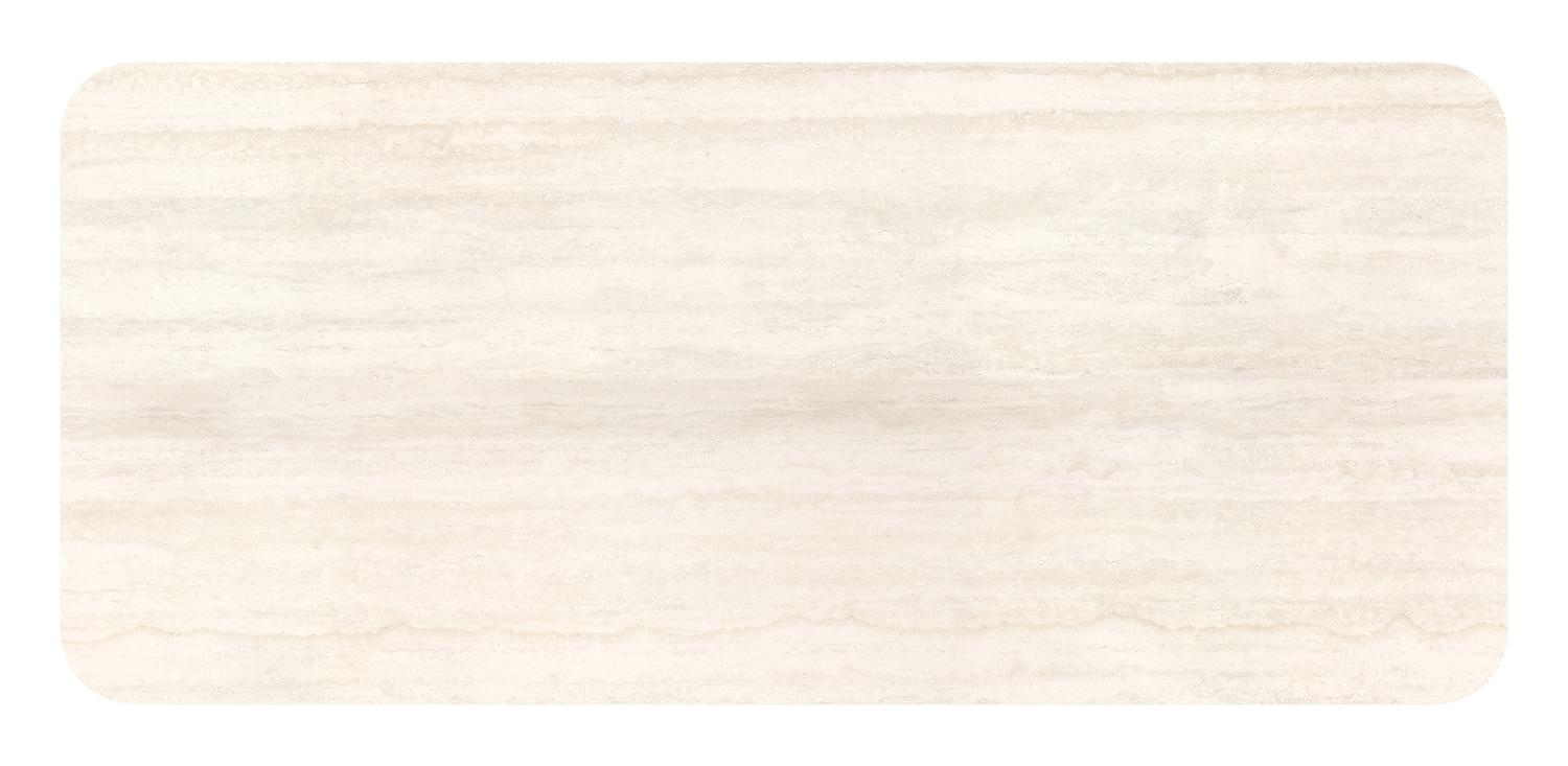 Orso tuintafel rechthoekig afgerond in wit aluminium en volkeramiek Travertino Bianco - L 200 x B 80 x H 74.5 cm