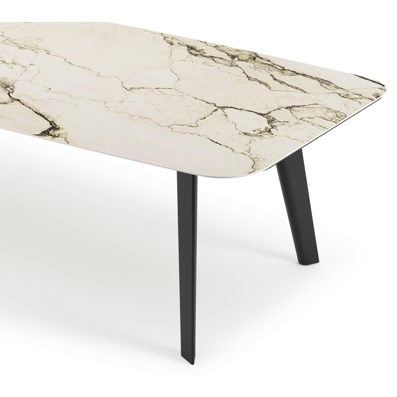 Lacrima tuintafel bootvorm in zwart aluminium en volkeramiek colorado dunes - L 315 x B 115 x H 73 cm