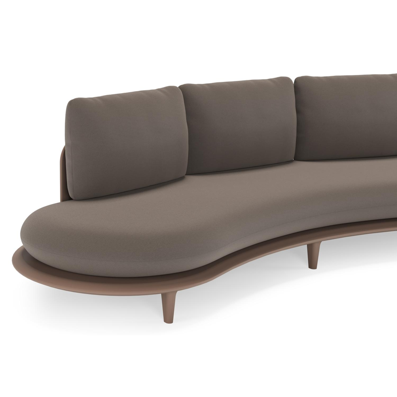 Bomero loungeset in taupe aluminium met natte nature grey all weather sunbrella® luxe kussen