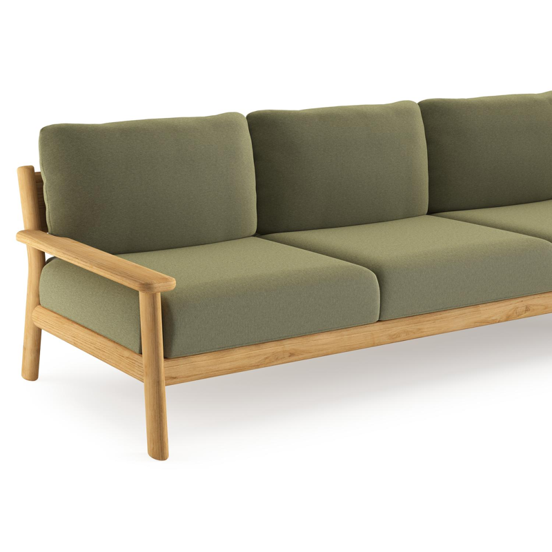 Amaro loungeset in teak met heritage leaf all weather sunbrella® luxe kussen