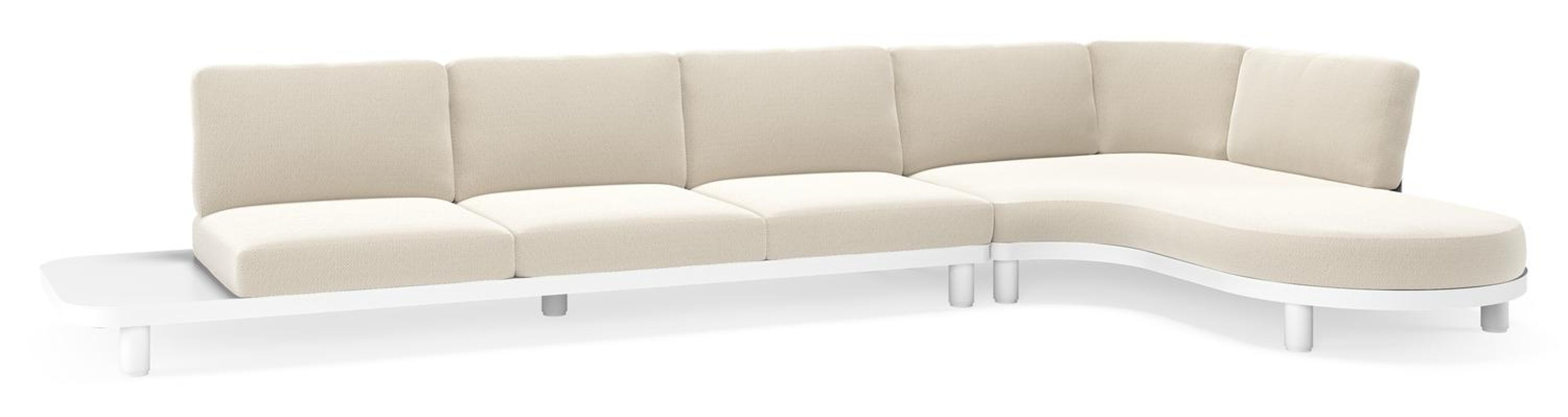 Donato loungebank Chaise longue links + 3-zit in wit aluminium met lopi marble all weather sunbrella® luxe kussen