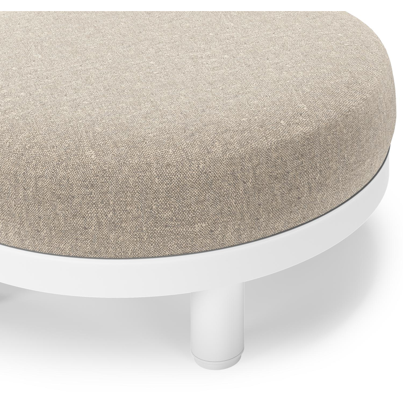 Donato lounge poef in wit aluminium met All Weather Sunbrella® Luxe Chartres Pewter kussen