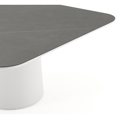 Amico tuintafel afgerond vierkant in wit aluminium en volkeramiek Calatorao - L 148 x B 148 x H 73.5 cm