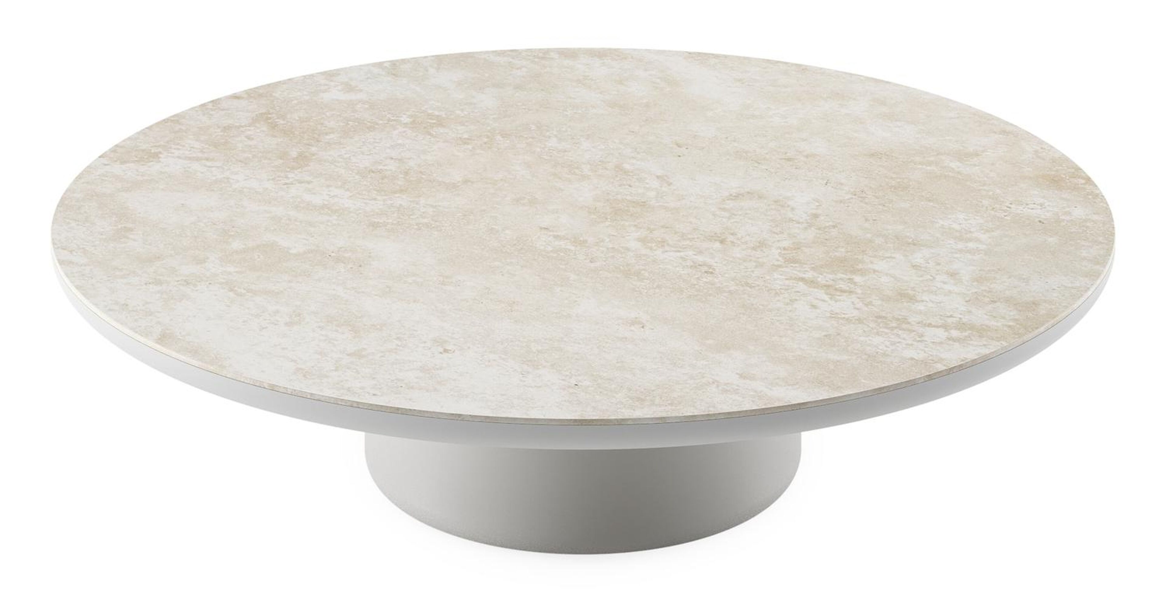 Amico loungetafel rond in wit aluminium en volkeramiek Rapolano - Dia. 110 x H 28 cm