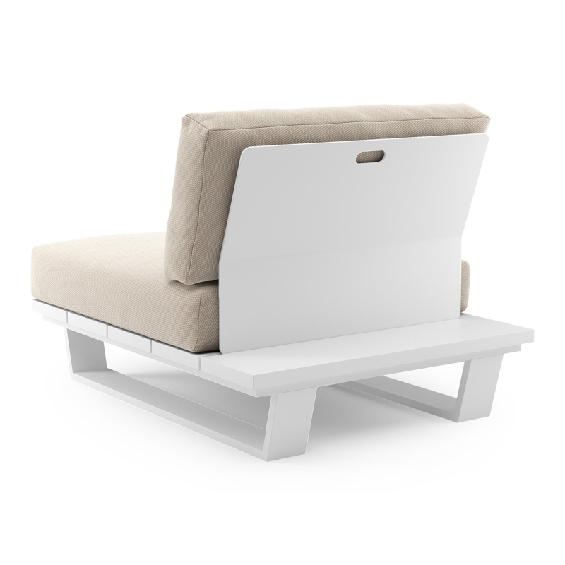 Pagino loungestoel in wit aluminium met lopi antique all weather sunbrella® luxe kussen