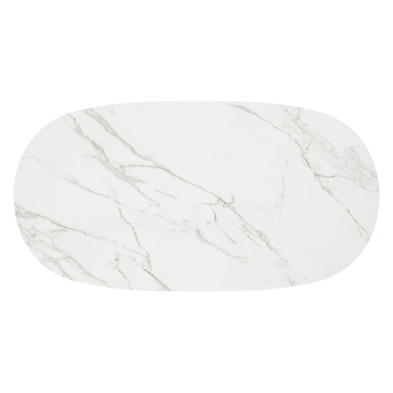 Table de basse Amico bombo en aluminium noir et céramique pleine Calacatta - Lg. 171 x Lrg. 89 x Haut. 24 cm