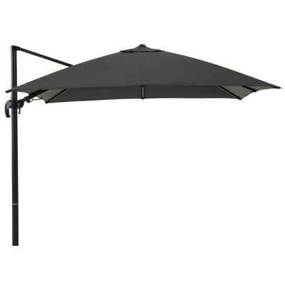 Avola zweefparasol met tiltfunctie in zwart aluminium met natte sooty all weather sunbrella® premium parasoldoek - L1 300 x L2 300 cm (zonder voet)