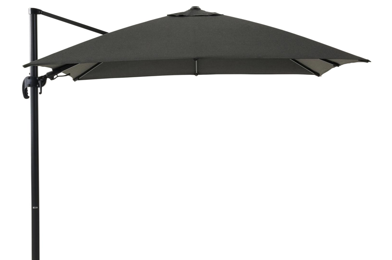Avola zweefparasol met tiltfunctie in zwart aluminium met natte sooty all weather sunbrella® premium parasoldoek - L1 300 x L2 300 cm (zonder voet)