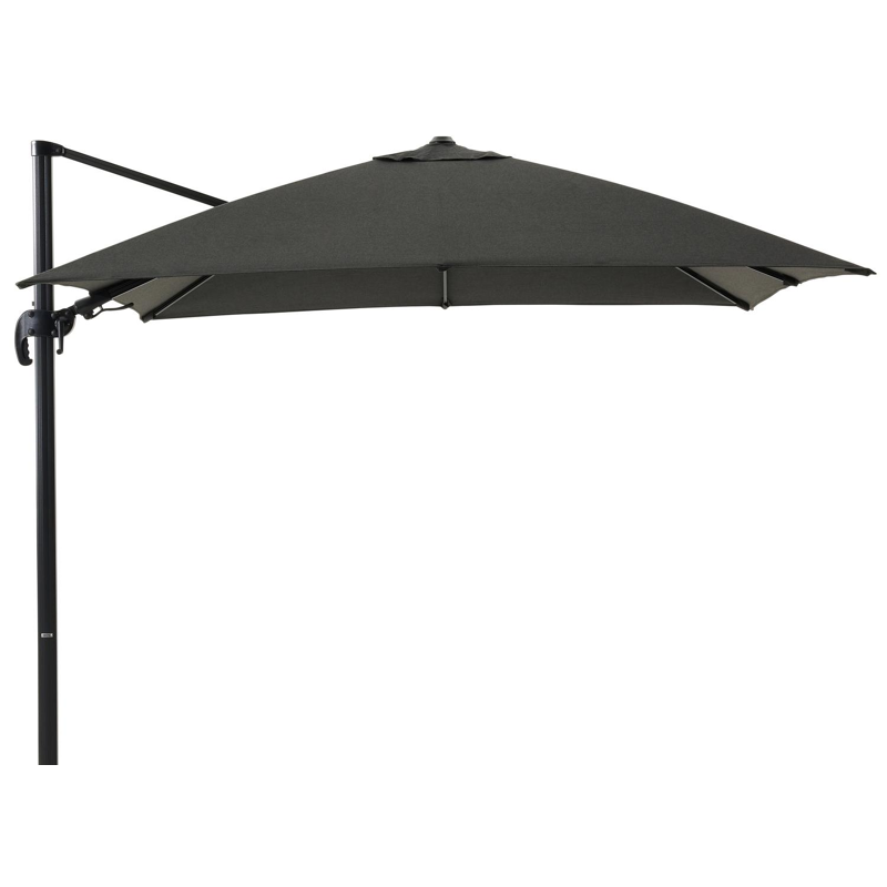 Parasol pedant Avola avec fonction tilt en aluminium noir avec toile de parasol en all weather sunbrella® premium natte sooty - Lg.1 300 x Lg.2 300 cm (sans pied de parasol)