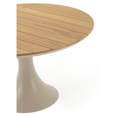 Fano tuintafel rond in beige aluminium en teak - Dia. 130 cm