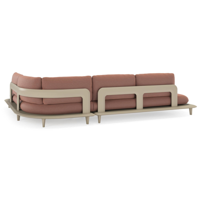 Bomero loungehoek in beige aluminium met savane rust all weather sunbrella® luxe kussen