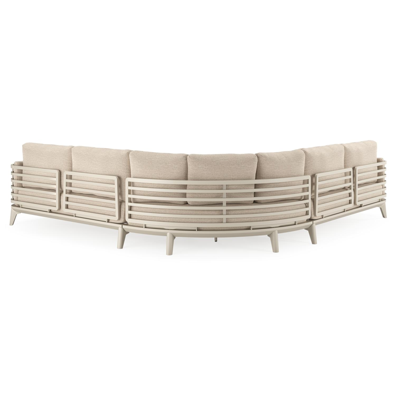 Salon de jardin d'angle Mosa en aluminium beige avec coussins en weather+ softtouch rustic