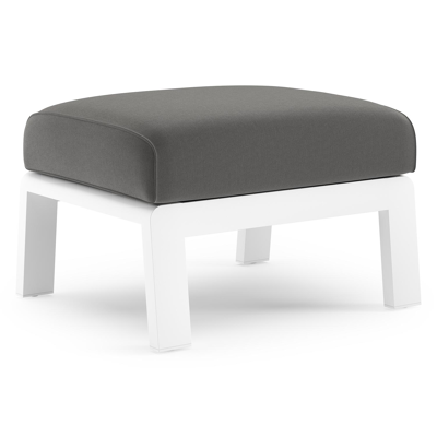 Cosenzo poef in wit aluminium met charcoal chine all weather sunbrella® luxe kussen