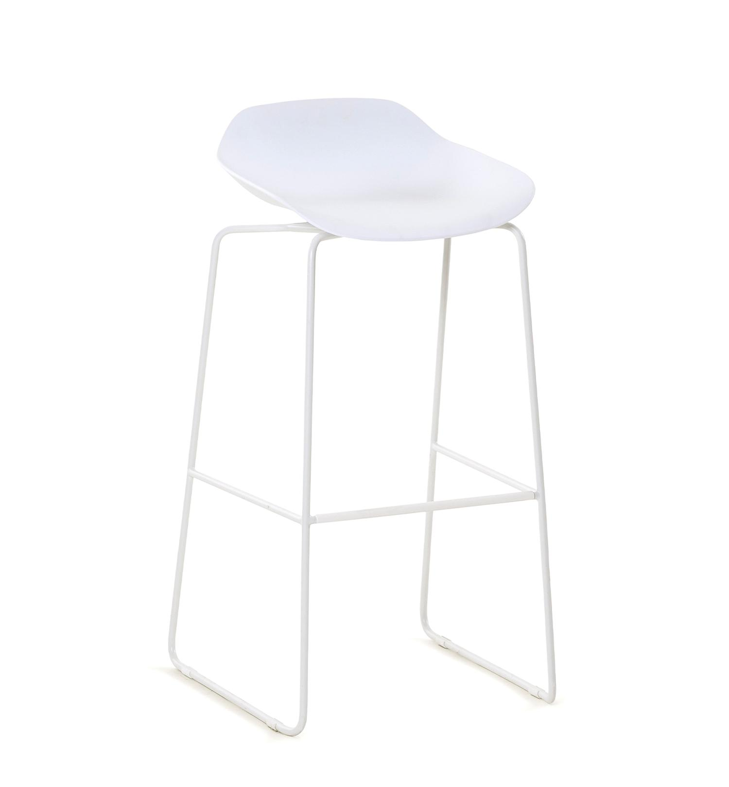 Verato barstoel in wit aluminium en wit kunststof