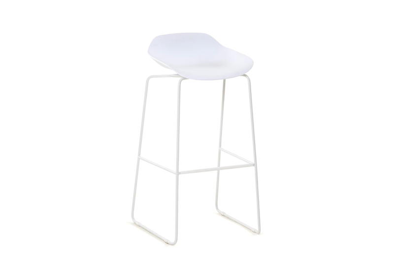 Verato barstoel in wit aluminium en wit kunststof
