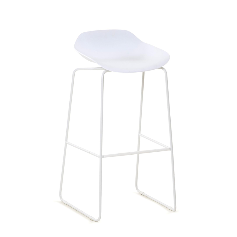 Verato barstoel in wit aluminium en wit kunststof
