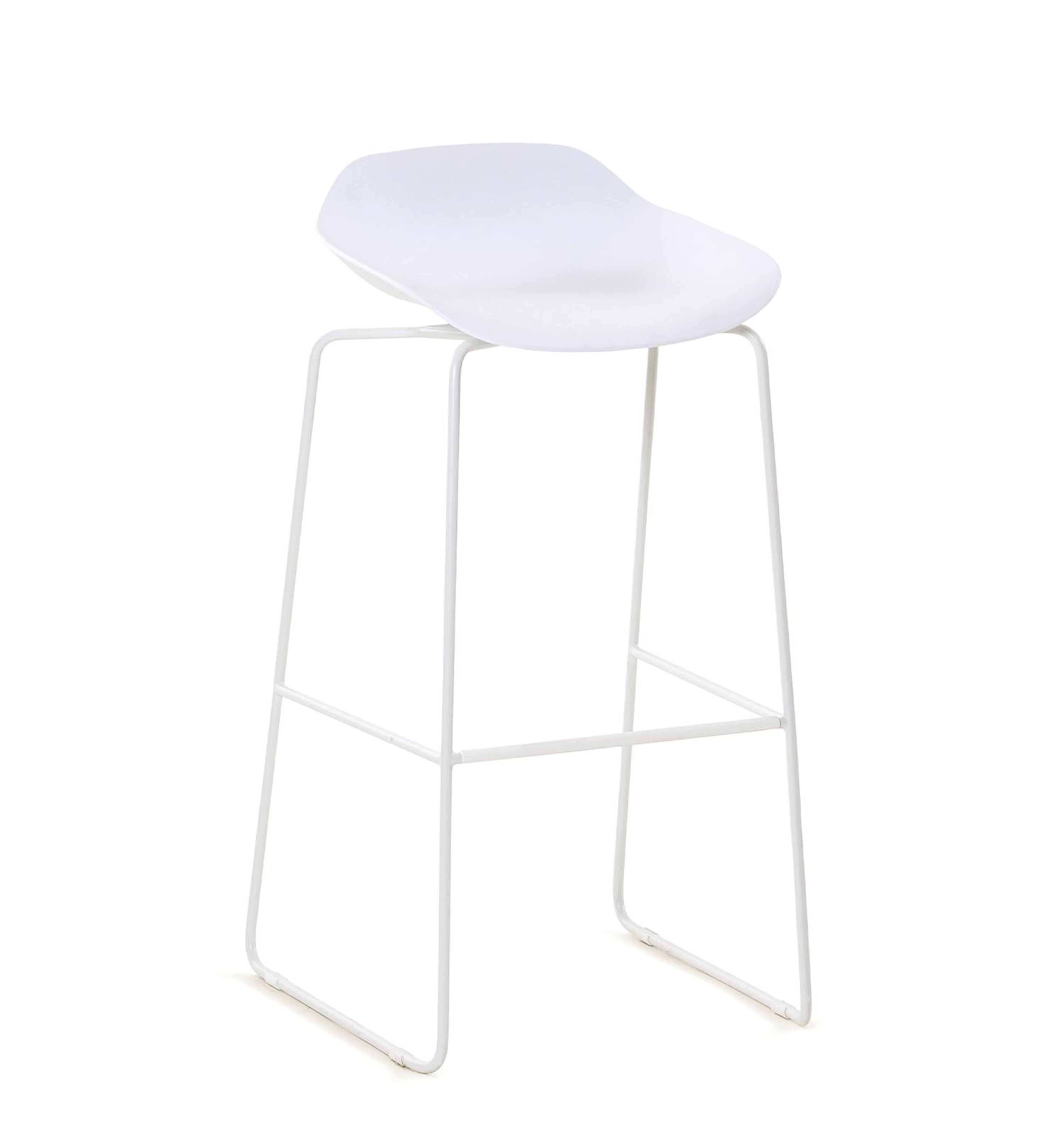 Verato barstoel in wit aluminium en wit kunststof