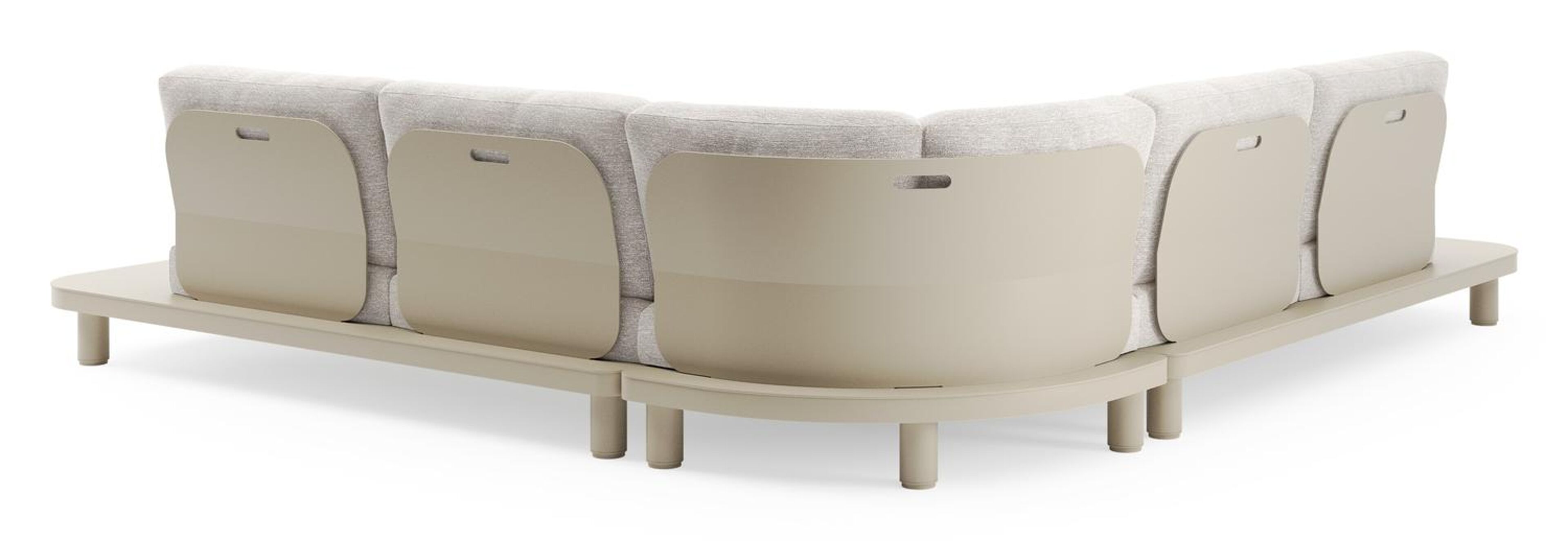 Salon de jardin d'angle Donato en aluminium beige et coussins en all weather sunbrella® luxe tundra sand