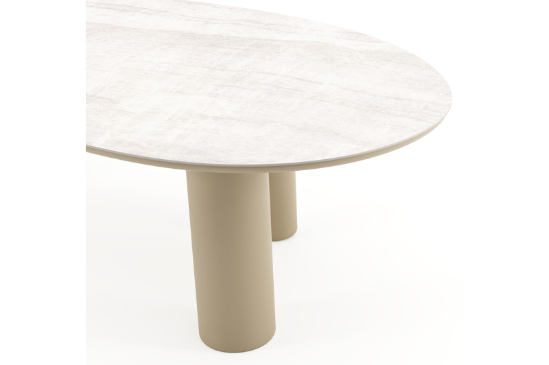 Amico tuintafel mango in beige aluminium en volkeramiek Taj Mahal - L 260 x B 130 x H 73.5 cm