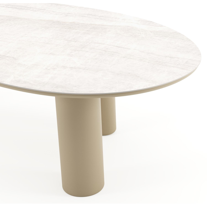 Amico tuintafel mango in beige aluminium en volkeramiek Taj Mahal - L 260 x B 130 x H 74 cm