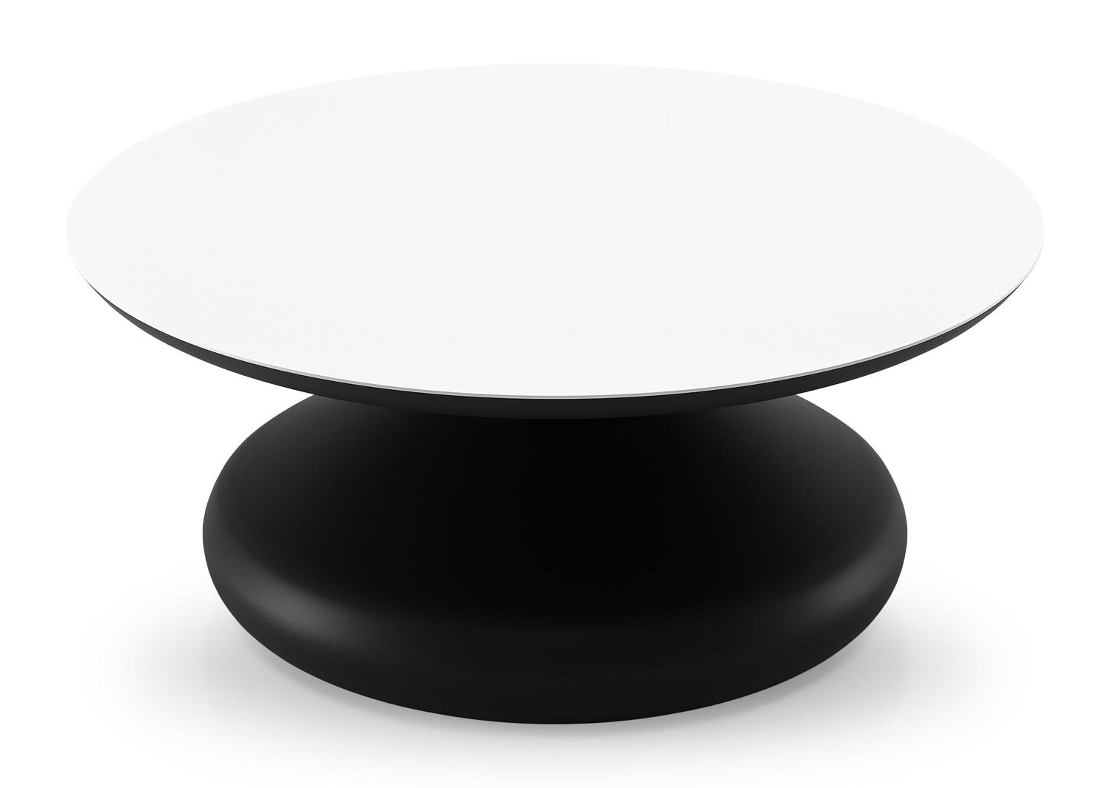 Bomero loungetafel rond in zwart aluminium en volkeramiek Arctic White - Dia. 84 x H 32.2 cm