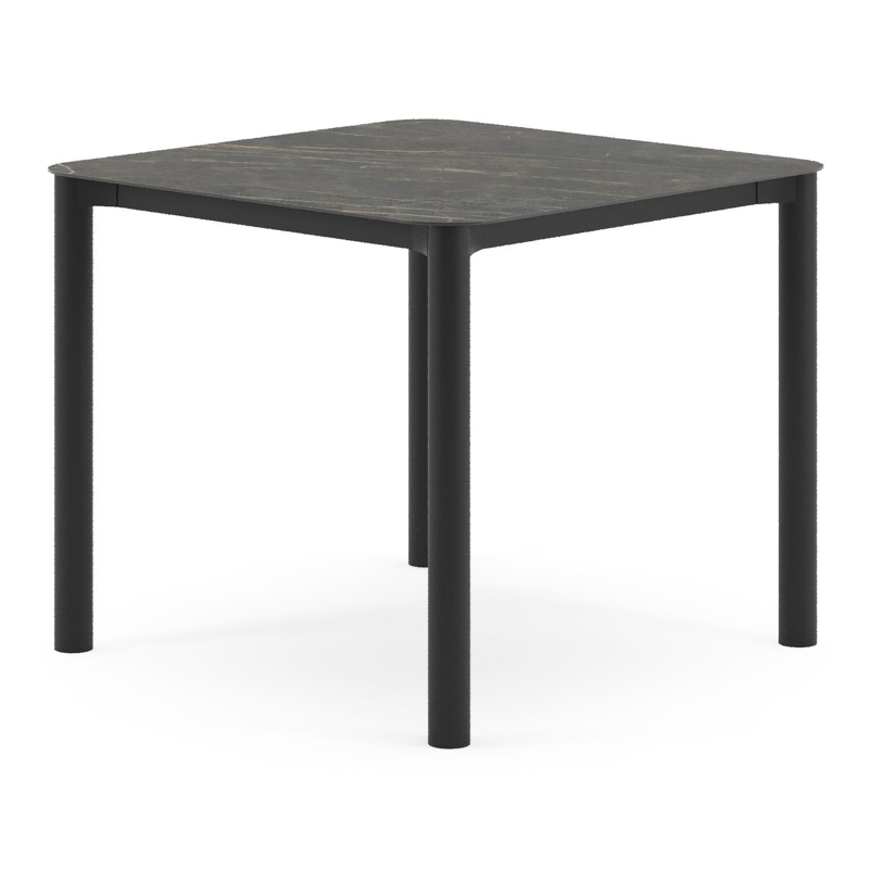 Orso tuintafel rechthoekig afgerond in zwart aluminium en volkeramiek Black Obsession - L 90 x B 90 x H 74.5 cm