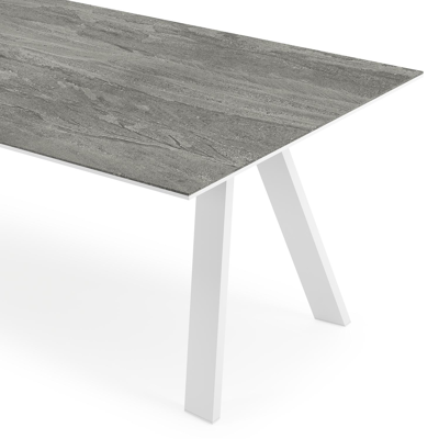 Cesano tuintafel in wit aluminium en volkeramiek aspen grey - L 240 x B 100 x H 75 cm