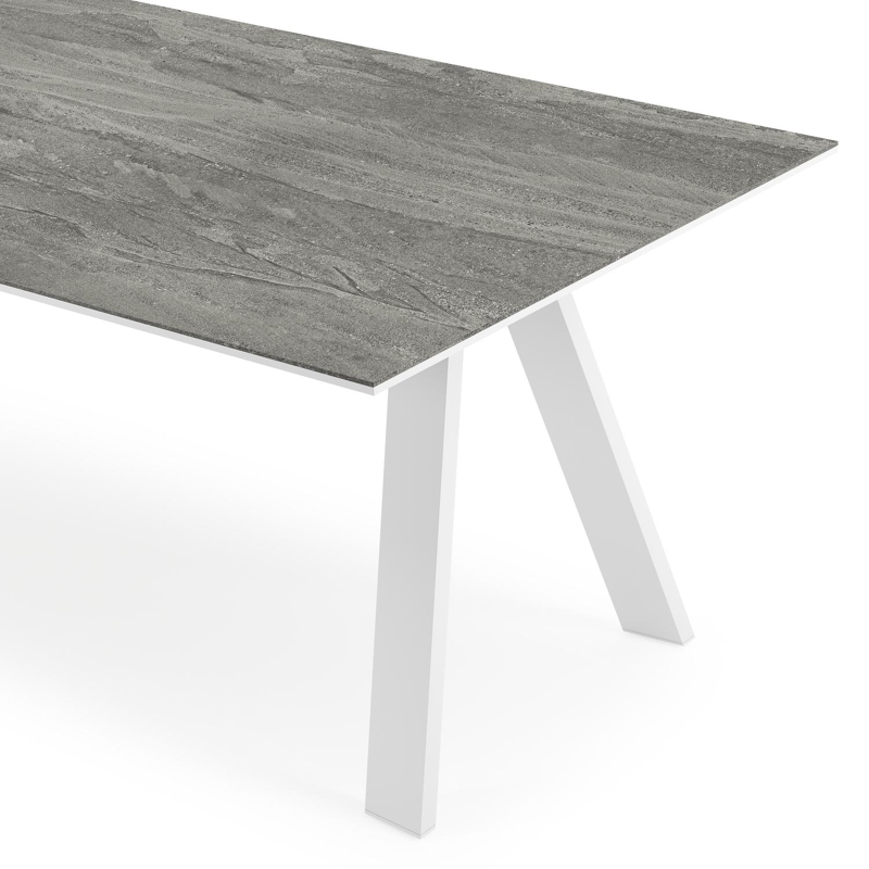 Cesano tuintafel in wit aluminium en volkeramiek aspen grey - L 240 x B 100 x H 75 cm