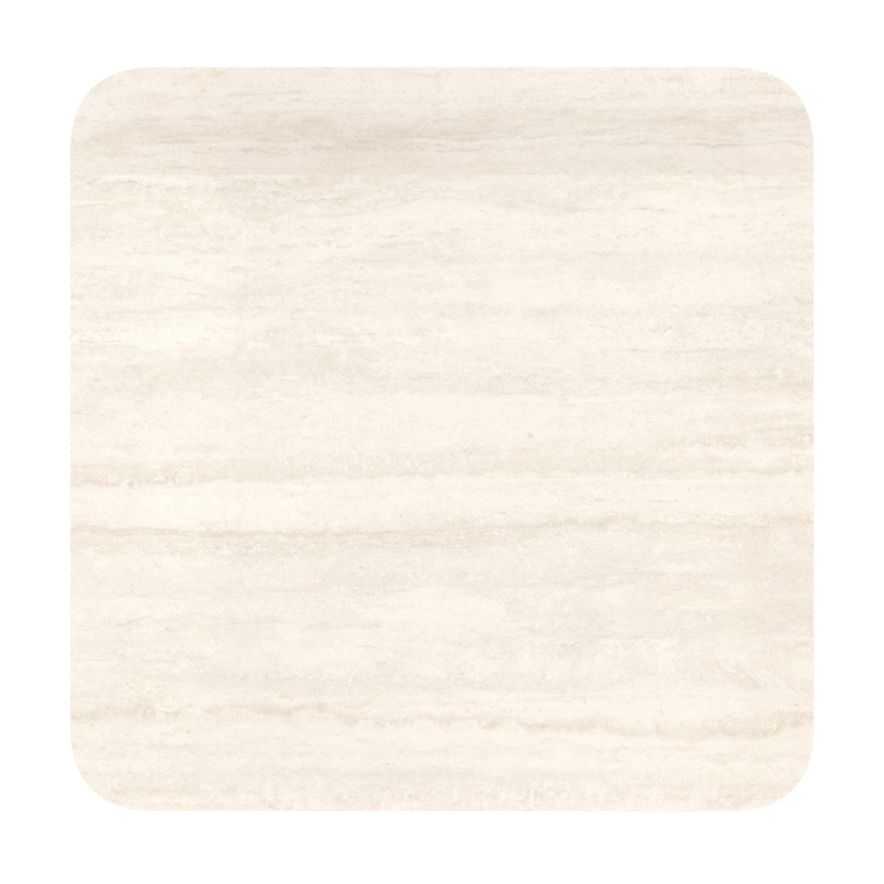 Table de jardin Fano inclinable carré arrondi en aluminium beige et céramique pleine Travertino Bianco - Lg. 80 x Lrg. 80 x Haut. 72.5 cm