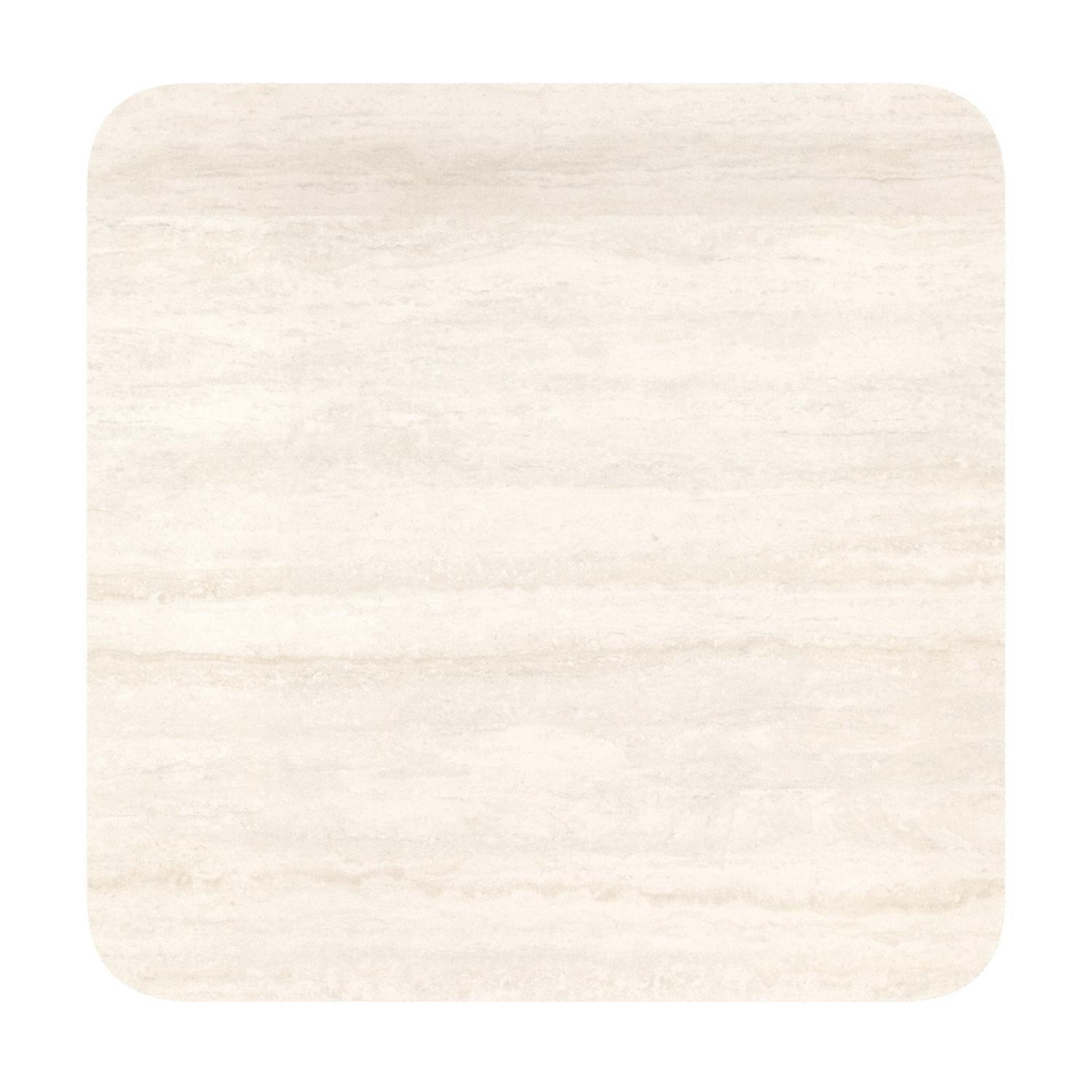 Table de jardin Fano inclinable carré arrondi en aluminium beige et céramique pleine Travertino Bianco - Lg. 80 x Lrg. 80 x Haut. 72.5 cm