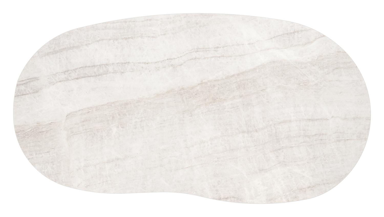 Amico loungetafel organisch in taupe aluminium en volkeramiek Taj Mahal - L 170 x B 91 x H 25 cm